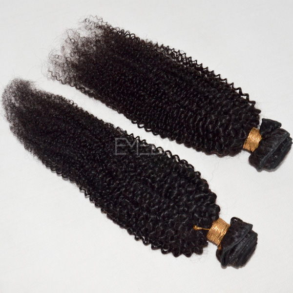 1b natural color kinky curl hair weft hair extension virgin human hair CX030